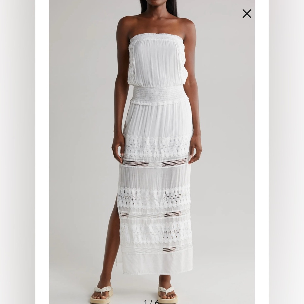 Lace Strapless Cover-Up Maxi Dress